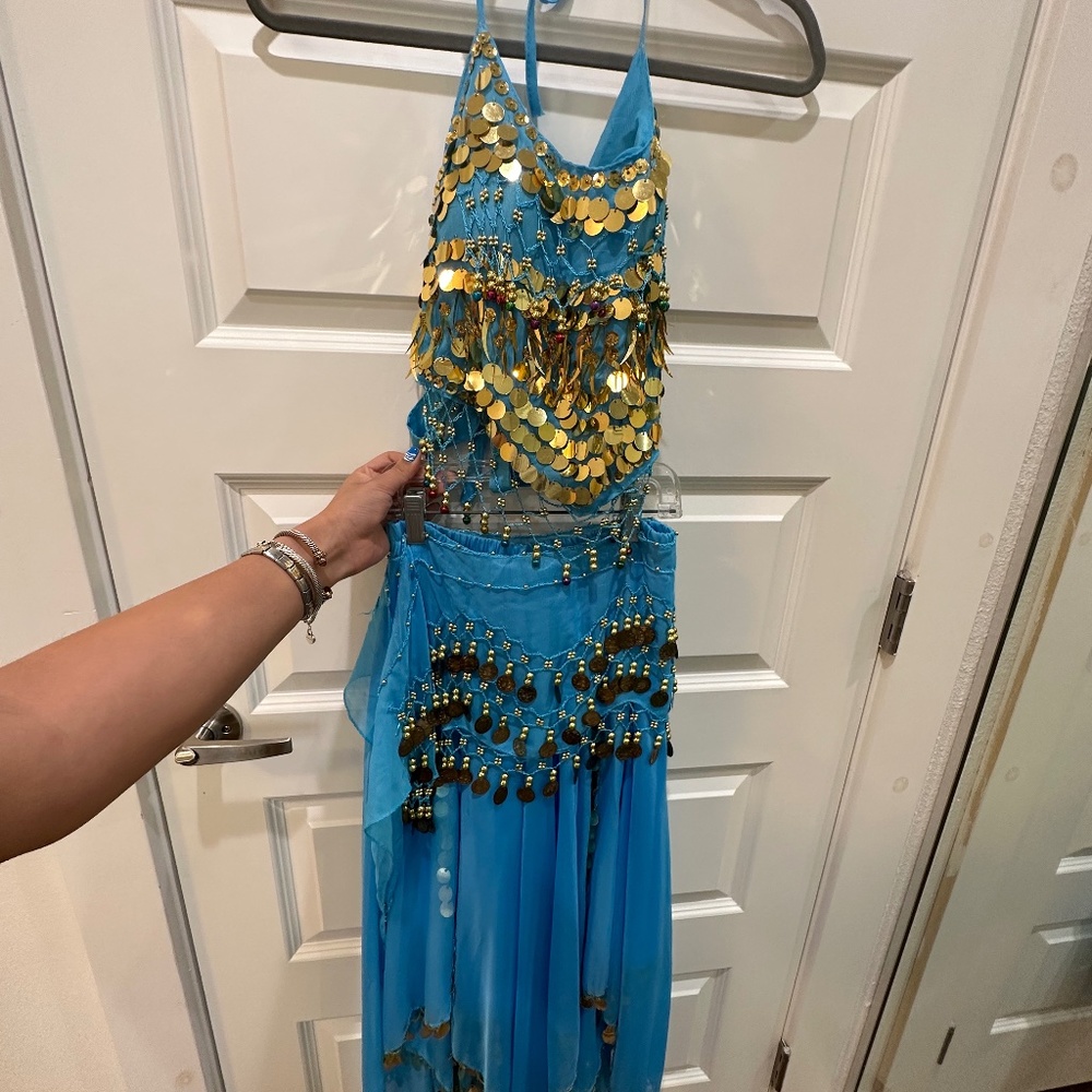 Blue and Gold Belly Dance Costume